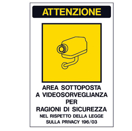 CARTELLO ADESIVO 20X30CM 'AREA SOTTOPOSTA A VIDEOSORVEGLIANZA'