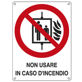 CARTELLO ALLUMINIO 11,5x16cm 'NON USARE IN CASO DI INCENDIO'
