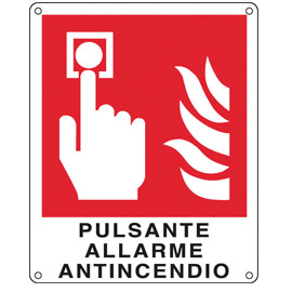 CARTELLO ALLUMINIO 12x14,5cm 'PULSANTE ALLARME ANTINCENDIO''