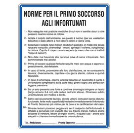 CARTELLO ALLUMINIO 33,3x47cm 'NORME DI PRIMO SOCCORSO AGLI INFORTUNATI''