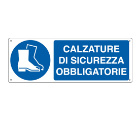CARTELLO ALLUMINIO 35x12,5cm 'Calzatura di sicurezza obbligatoria''
