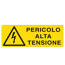 CARTELLO ALLUMINIO 35x12,5cm 'Pericolo Alta Tensione'