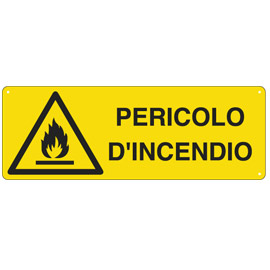 CARTELLO ALLUMINIO 35x12,5cm 'PERICOLO DI INCENDIO'
