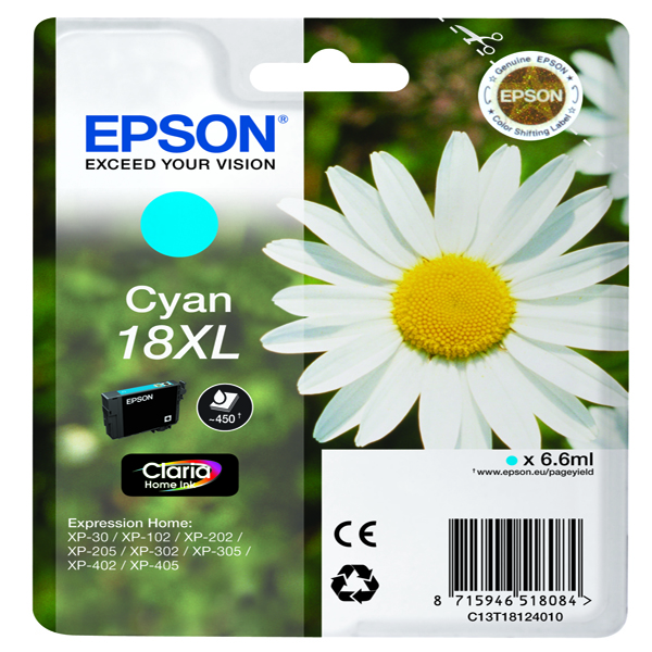 CARTUCCIA CIANO EPSON CLARIA HOME SERIE 18XL/MARGHERITA IN CONF. BLISTER RS