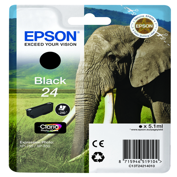CARTUCCIA NERA CLARIA PHOTO HD SERIE 24 ELEFANTE