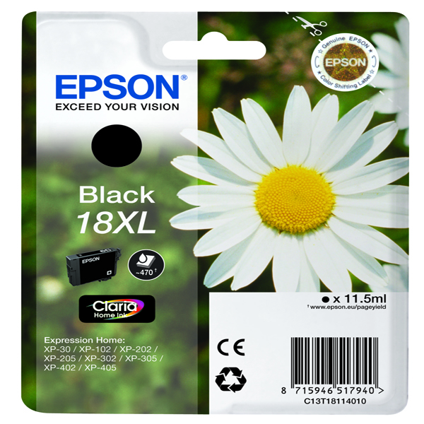 CARTUCCIA NERO(A PIGMENTI EPSON CLARIA HOME SERIE 18XL/MARGHERITA IN CONF. BLIS