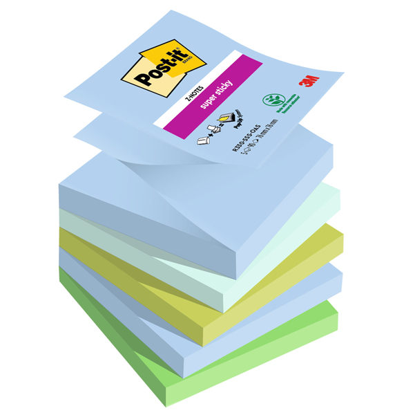 Cf. 5pz blocco 90foglietti Post-it® Super Sticky Z-Notes 76x76mm R330-5SS-OAS