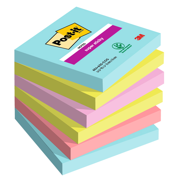 Cf. 6pz 90foglietti Post-it® Super Sticky 76x76mm 654-6SS-COS Cosmic