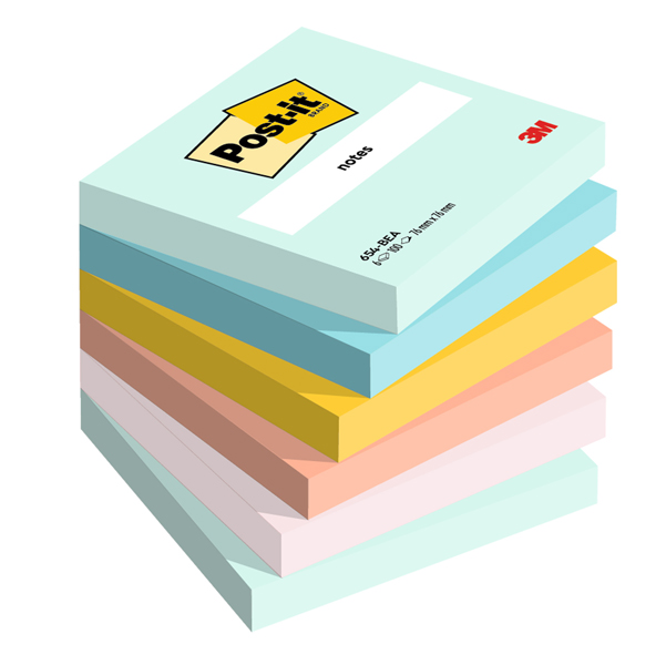 Cf. 6pz blocco 100fg. Post-it® 76x76mm 654-BEA Beachside
