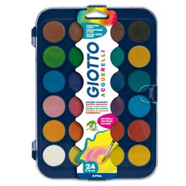 COLORI ACQUERELLO IN 24 COLORI pastiglie da D30mm GIOTTO