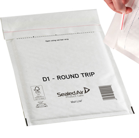 Conf.100 Buste imbottite Bianche D 18x26cm Andata-Ritorno Mail Lite  Round Trip