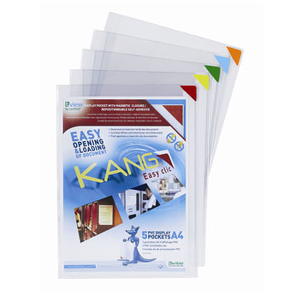 Confezione 5 tasche a L con retro adesivo f.to A4 multicolor Djois(delist