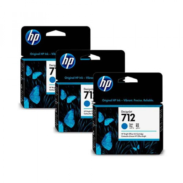 Confezione da 3 cartucce HP di inchiostro ciano DesignJet HP 712 da 29 ml