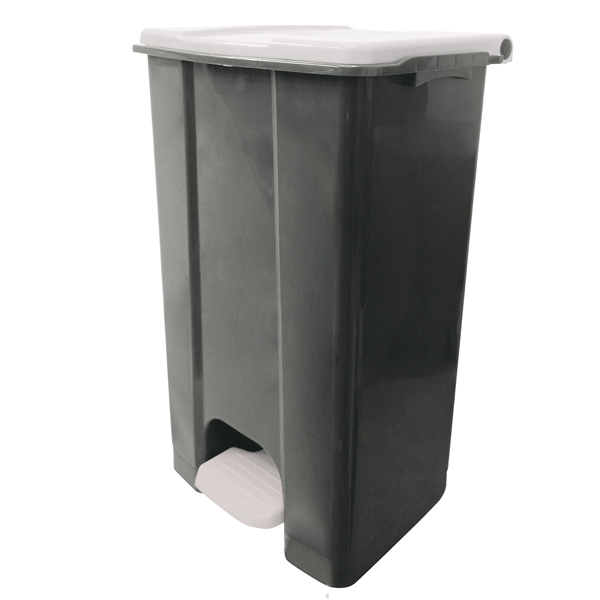 Contenitore mobile a pedale in plastica riciclata Ecoconti 80lt grigio e bianco