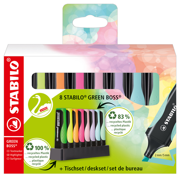 Deskset 8 evidenziatori STABILO® GREEN BOSS® 83recycled