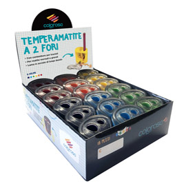 Display 18 temperamatite a 2 fori colori assortiti RiPlast
