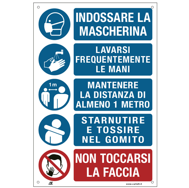 Etichetta 20x30cm con disposizioni igieniche generali