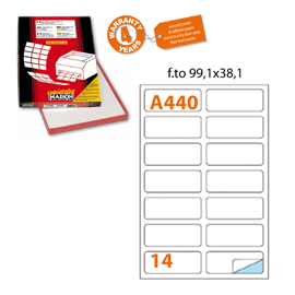 Etichetta adesiva A/440 bianca 100fg A4 99,1x38,1mm (14et/fg Markin