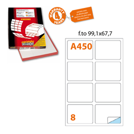 Etichetta adesiva A/450 bianca 100fg A4 99,1x67,7mm (8et/fg Markin