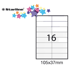 Etichetta adesiva bianca 100fg A4 105x37mm (16et/fg STARLINE