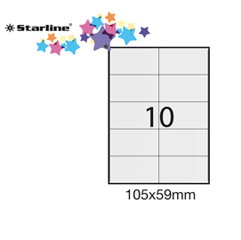 Etichetta adesiva bianca 100fg A4 105x59mm (10et/fg STARLINE