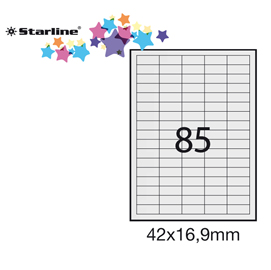 Etichetta adesiva bianca 100fg A4 42x16,9mm (85et/fg STARLINE