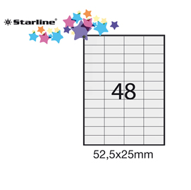 Etichetta adesiva bianca 100fg A4 52,5x25mm (48et/fg STARLINE