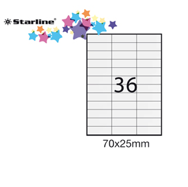 Etichetta adesiva bianca 100fg A4 70x25mm (36et/fg STARLINE