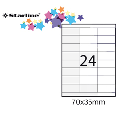 Etichetta adesiva bianca 100fg A4 70x35mm (24et/fg STARLINE
