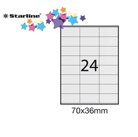 Etichetta adesiva bianca 100fg A4 70x36mm (24et/fg STARLINE
