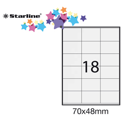 Etichetta adesiva bianca 100fg A4 70x48mm (18et/fg STARLINE