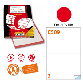 Etichetta adesiva C/509 rosso 100fg A4 210x148,5mm (2et/fg Markin