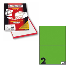 Etichetta adesiva C/509 verde fluo 100fg A4 210x148,5mm (2et/fg) Markin