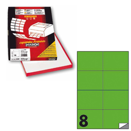 Etichetta adesiva C/512 verde fluo 100fg A4 105x74,25mm (8et/fg) Markin