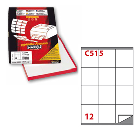 Etichetta adesiva C/515 bianca 100fg A4 70x72mm (12et/fg) Markin