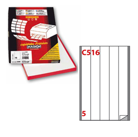 Etichetta adesiva C/516 bianca 100fg A4 40x297mm (5et/fg) Markin