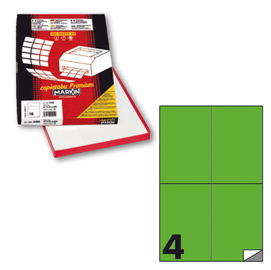 Etichetta adesiva C/519 verde fluo 100fg A4 105x148,5mm (4et/fg Markin