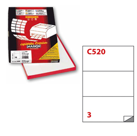 Etichetta adesiva C/520 bianca 100fg A4 210x99mm (3et/fg) Markin