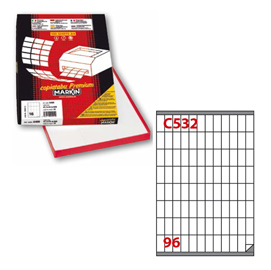 Etichetta adesiva C/532 bianca 100fg A4 16,3x35,4mm (96et/fg) Markin
