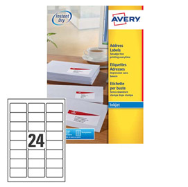 Etichetta adesiva J8159 bianca 25fg A4 63,5x33,9mm (24et/fg inkjet Avery