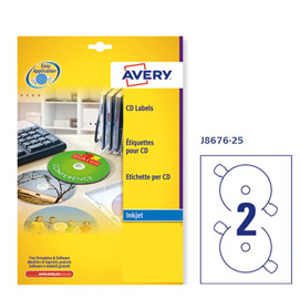 Etichetta adesiva J8676 bianca opaca CD/DVD 25fg A4 D117mm (2et/fg inkjet