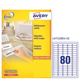 Etichetta adesiva L4732REV bianca rimovibili 25fg A435,6x16,9 (80et/fg laser