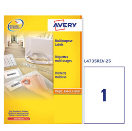 Etichetta adesiva L4735REV bianca rimovibili 25f A4 210x297mm (1et/fg laser
