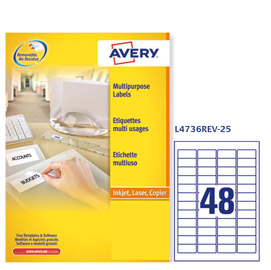 Etichetta adesiva L4736REV bianca rimovibili 25fg A4 45,7x21,2mm (48et/fg laser