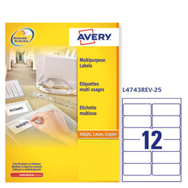 Etichetta adesiva L4743REV bianca rimovibili 25fg A4 99,1x42,3mm (12et/fg laser