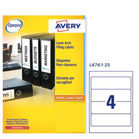 Etichetta adesiva L4761 bianca coprenti 25fg A4 192x61mm (4et/fg Avery