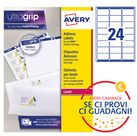 Etichetta adesiva L7159 bianca 100fg A4 63,5x33,9mm (24et/fg Avery