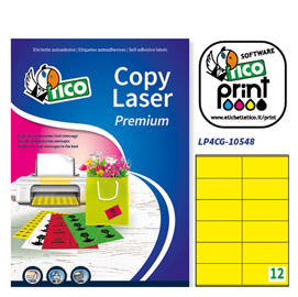 Etichetta adesiva LP4C giallo opaco 70fg A4 105x48mm (12et/fg Tico