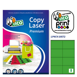 ETICHETTA ADESIVA LP4C VERDE OPACO 70FG A4 105X72MM (8ET/FG) TICO