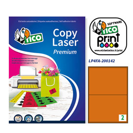 Etichetta adesiva LP4F arancio fluo 70fg A4 200x142mm (2et/fg Tico
